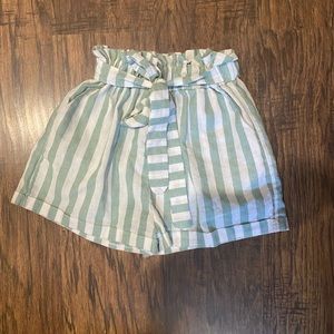 White & sea foam  green stripped shorts